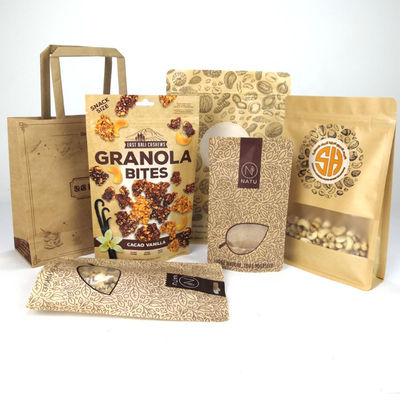 Kraft  Clear Window Coffee Bean Packaging Bag القابلة لإعادة التدوير الرقمية المطبوعة