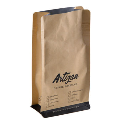 أكياس قهوة  مسطحة القاع 50g-15kg ورق كرافت سعة مع صمام