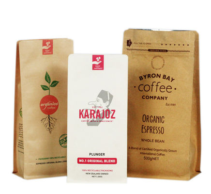 Kraft  Clear Window Coffee Bean Packaging Bag القابلة لإعادة التدوير الرقمية المطبوعة